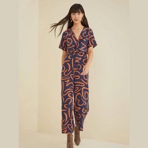 Amour Vert Fantasia 100% Silk Jumpsuit